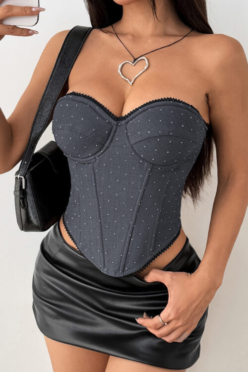 Three-dimensional Decorative Underwire Fishbone Bra Top With A Waist-cinching Design