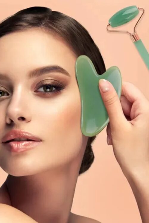 Gua Sha Board 2PCS Massage Stone For Facial Body Skincare Roller Scraping Massager Natural Resin Facial Lifting Scraper Neck Anti Wrinkle Massager Tool