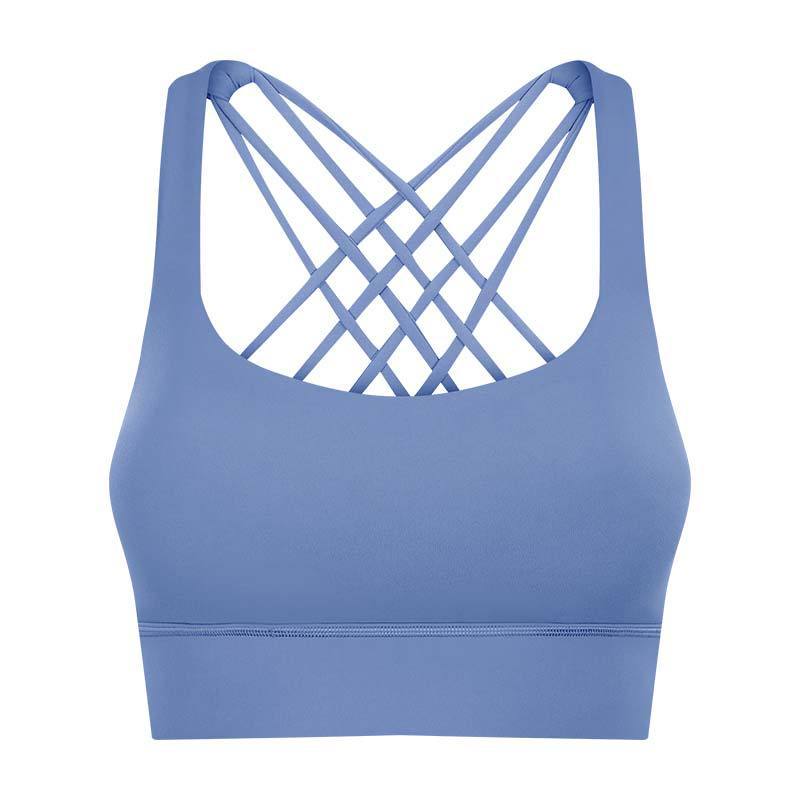Fitness Women's Hem Widened Cross Beautiful Back Gather Sports Bra - Image 5