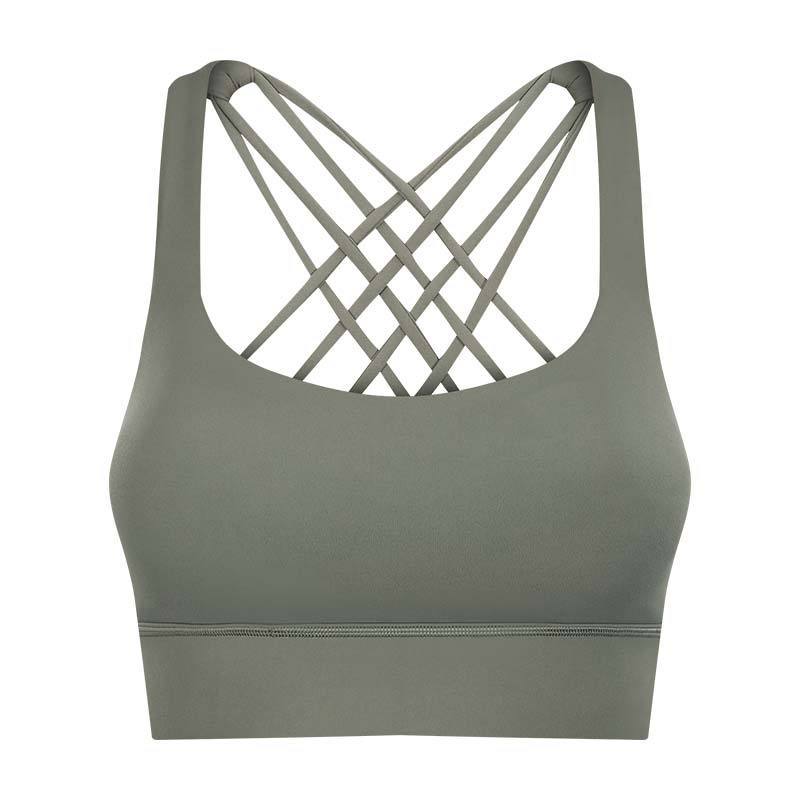 Fitness Women's Hem Widened Cross Beautiful Back Gather Sports Bra - Image 4